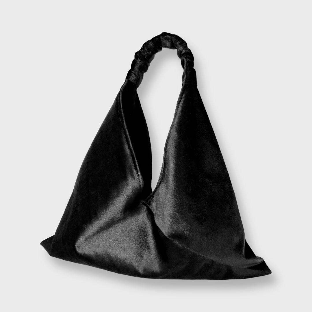 Borsa origami in velluto liscio nero