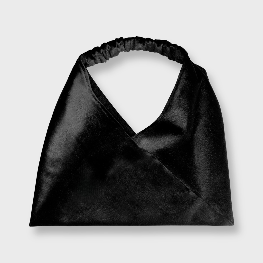 Borsa origami in velluto liscio nero